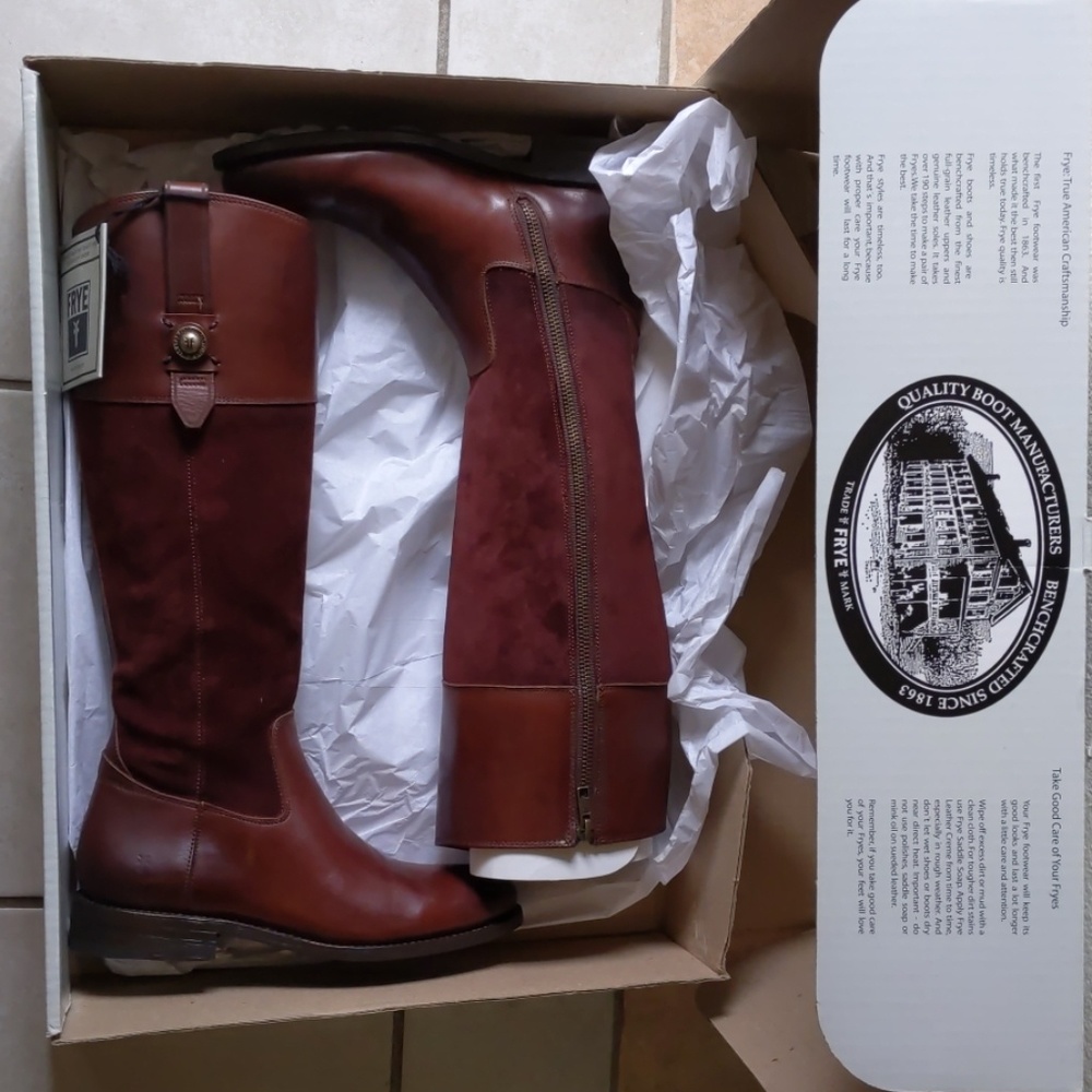 Frye Jayden Button tall redwood leather boots 7